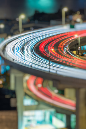 night view of urban traffic with cityscape in Shanghai,China.