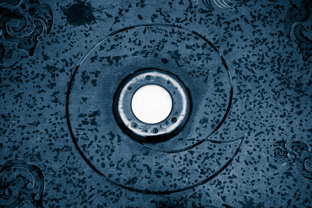 lights on the city square floor in blue tone.