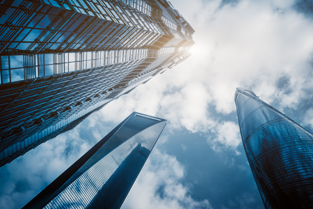 view of downtown Shanghai in China.のeditorial素材