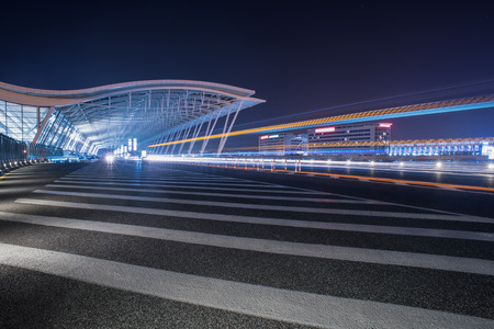 Empty asphalt road through modern city in Shanghai,China.のeditorial素材