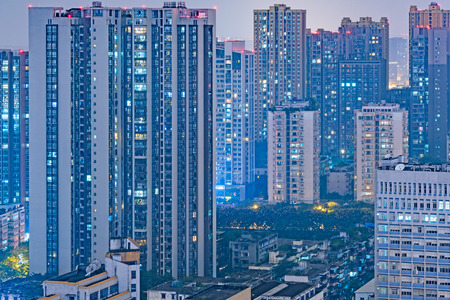Downtown corporate business district architecture in Shanghai,China.のeditorial素材