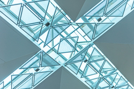 Low angle view of modern ceiling in city of China.のeditorial素材