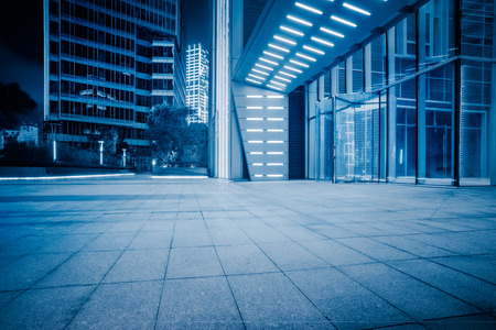 empty brick floor front of modern building in Shanghai.のeditorial素材