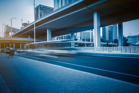 traffic under the overpass in China.の写真素材