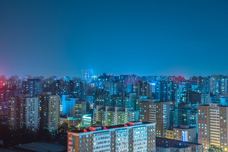 night view of cityscape in Beijing,China.の写真素材