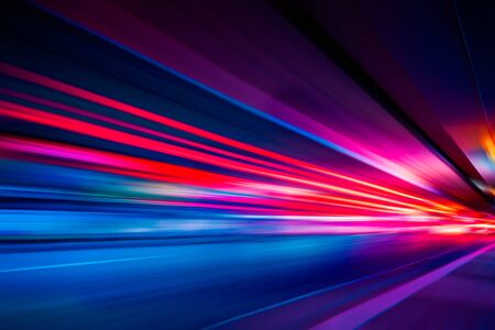 Abstract background of traffic Light trails on street in Shanghai,China.の写真素材