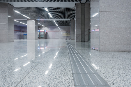 Illuminated Subway Station in Shanghai,China.のeditorial素材