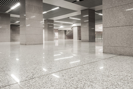 Illuminated Subway Station in Shanghai,China.のeditorial素材