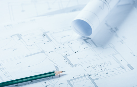 detail shot of Architectural blueprints.の写真素材