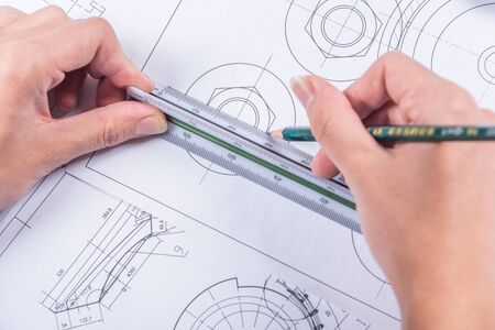 detail shot of Architectural blueprints.の写真素材