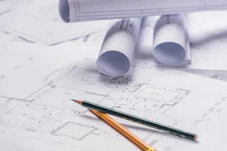 detail shot of Architectural blueprints.
