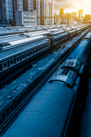 Trains At Railroad Station of Shanghai,China.の写真素材