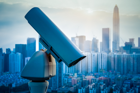 CCTV security camera in city of China.の写真素材