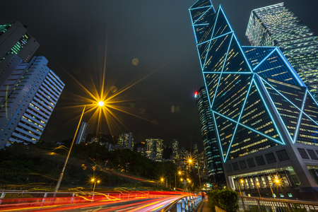 Traffic road in downtown of Hong Kong,China.