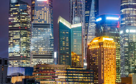 landmarks of Shanghai,building group in China.