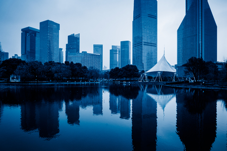River And Modern Buildings Against Sky .の写真素材