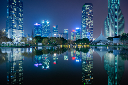 Downtown City skyline along the River in China.の写真素材