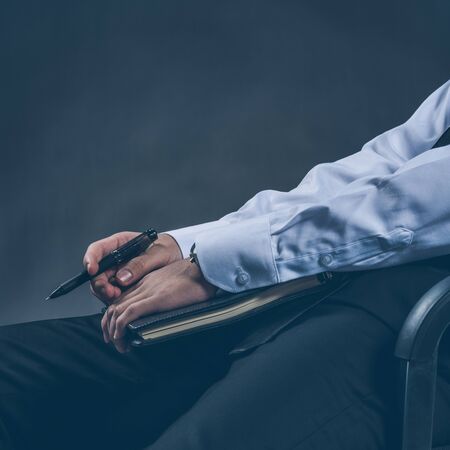 Studio portrait of young man,business concepts.の写真素材
