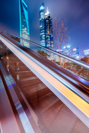 side view of Escalator at night.の写真素材