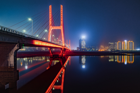 urban skyline with cityscape in Nanchang,China.の写真素材