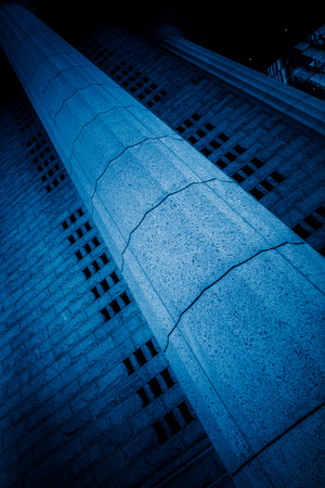 Grey marble column details on building in Shanghai,China.のeditorial素材