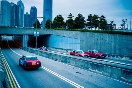 urban traffic with cityscape in Shenzhen,China.のeditorial素材