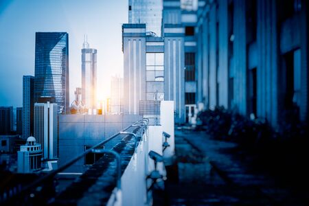rooftop of the skyscraper in city of China.のeditorial素材