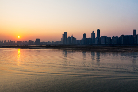 urban skyline with cityscape in Nanchang,China.の写真素材