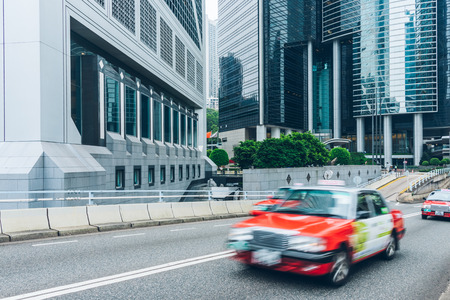urban street view with cityscape in background.の写真素材