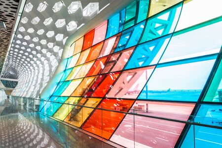 Empty Corridor Of modern airport in Shenzhen,China.のeditorial素材