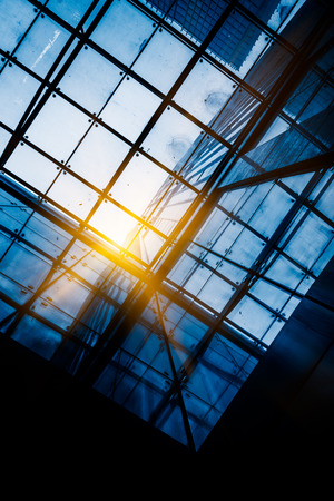 Low angle view of building ceiling in city of China.のeditorial素材