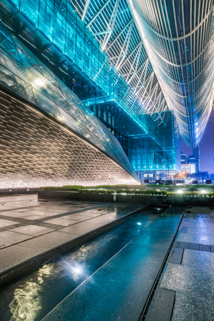 Suzhou financial district at night,China.のeditorial素材