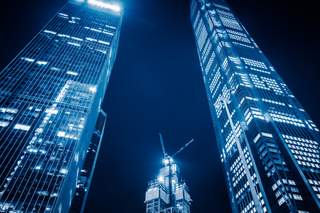 Skyscrapers from a low angle view in Shanghai,China.のeditorial素材