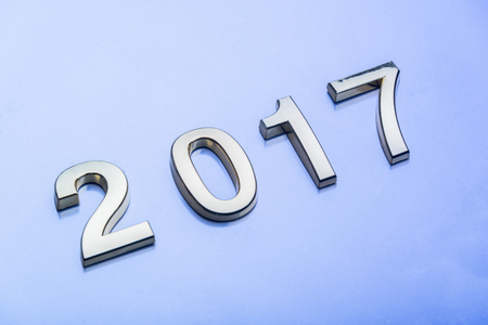 Close-Up Of Metallic Numbers on table,2016-2017 concepts.