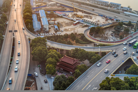 urban traffic with cityscape in modern city of China.の写真素材