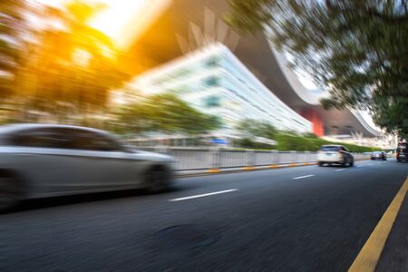 urban traffic with cityscape in Shanghai,China.の写真素材