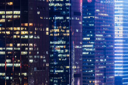 illuminated cityscape at night in Shanghai,China.のeditorial素材