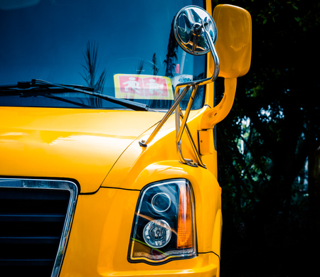 Yellow school bus ,Line of school buses.のeditorial素材