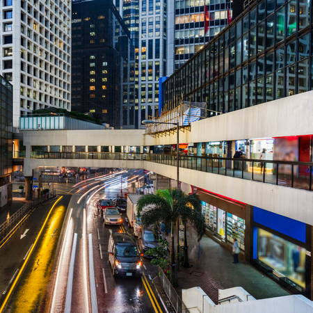 urban traffic with cityscape in Hong Kong,China.のeditorial素材