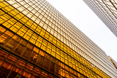 golden financial architecture face to face in Hong Kong of China.の写真素材