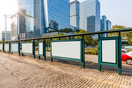 Blank billboard at bus stop in city of China.の写真素材