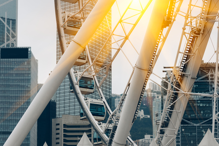 Big ferris wheel with cityscape in background,shot in Shanghai,China.の写真素材