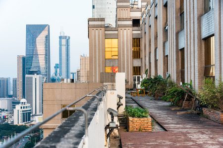 rooftop of the skyscraper in city of China.のeditorial素材