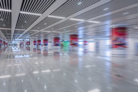 modern hallway of airport or subway station in city of China.のeditorial素材