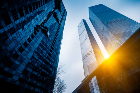 Skyscrapers from a low angle view in city of China.の写真素材