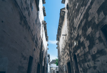 old village,traditional Chinese farmhouse in Zhejiang province,China.の写真素材