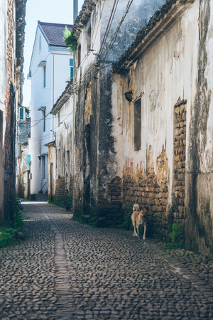 old village,traditional Chinese farmhouse in Zhejiang province,China.の写真素材