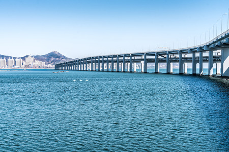 cross the sea highway bridge part,Dalian,China.の写真素材