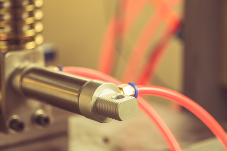 detail of nuts connecting tubes of machinery,industrial abstract background.の写真素材
