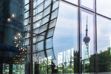 detail shot of modern architecture facade,business concepts,in city of China.のeditorial素材